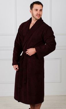 Темно-коричневый мужской махровый халат