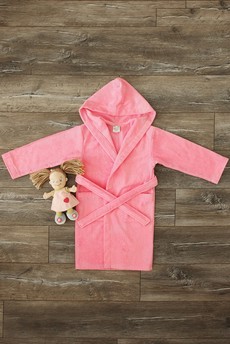 Розовый детский махровый халат