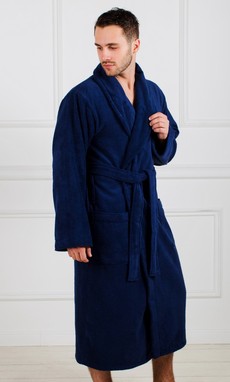 Темно-синий мужской махровый халат