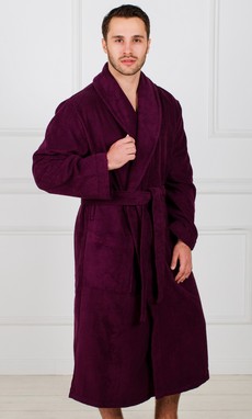 Бордовый мужской махровый халат